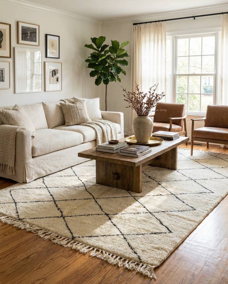 Detail image of 6' 10 x 10' Hand Knotted Moroccan Wool Rug