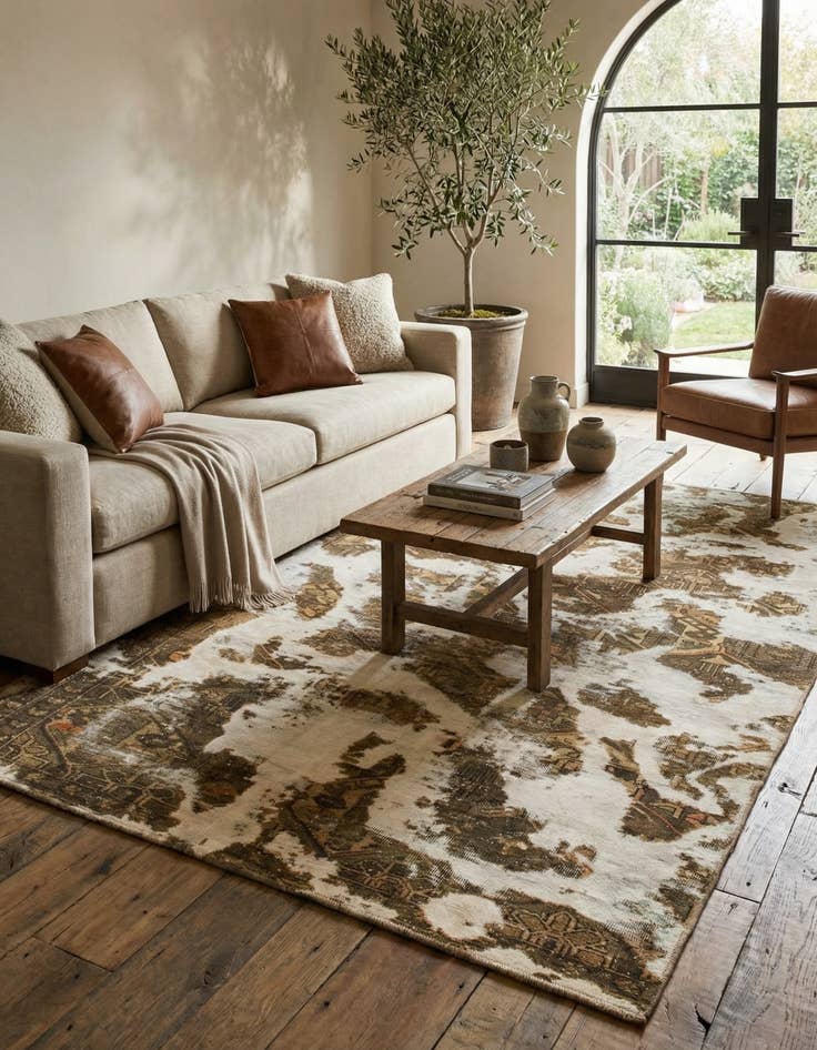 Detail image of 5' 8 x 8' 6  Hand Knotted Ultra Vintage Persian Wool Rug