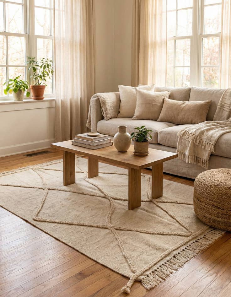 Detail image of 3' 4 x 4' 10  Hand Knotted Moroccan Wool Rug