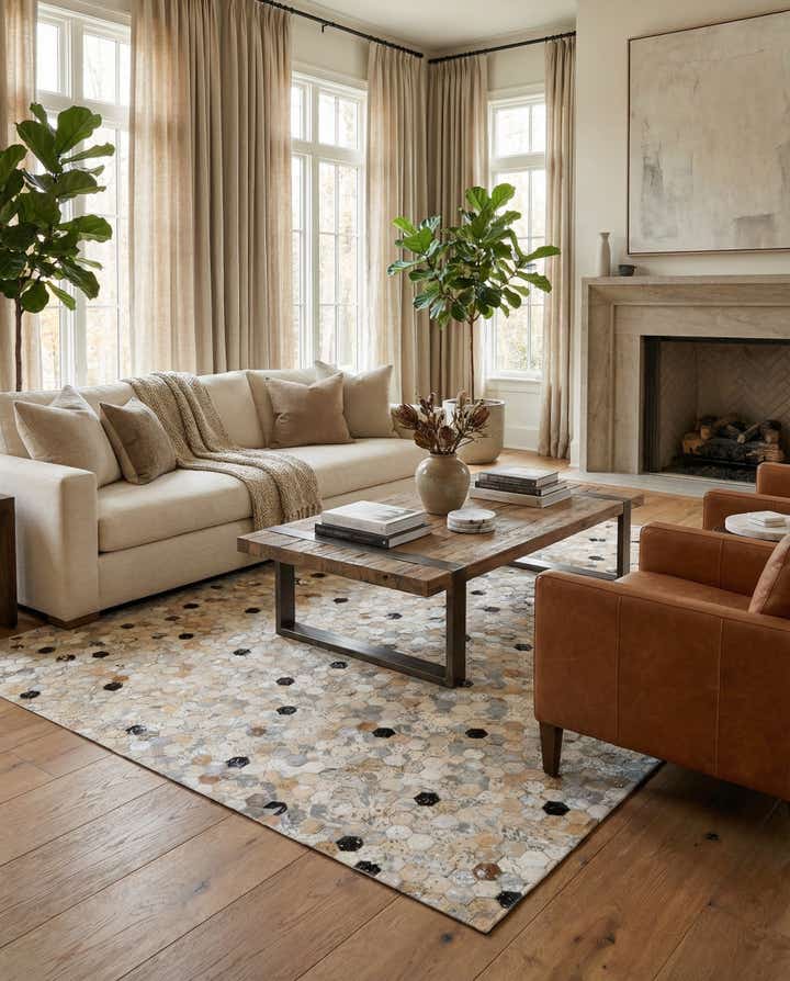 5' 4 x 7' 7 Cowhide Stocks Rug