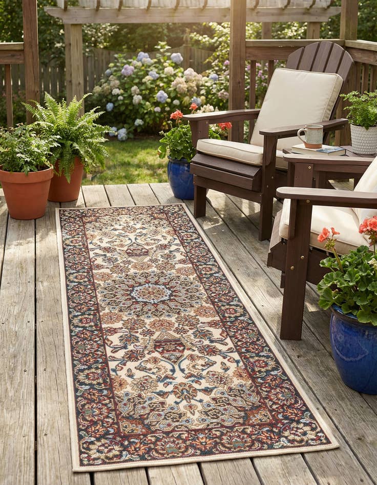 Detail image of 2' x 6' 1  Washable Traditional Indoor / Outdoor Runner Rug