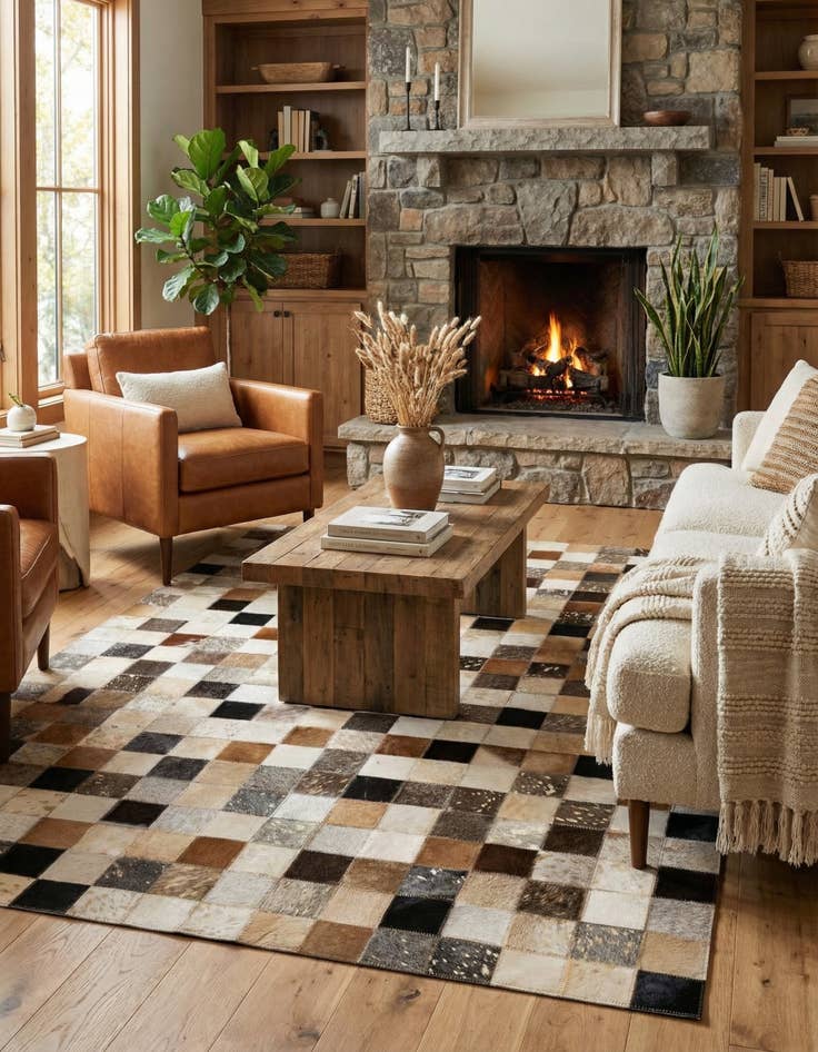 Detail image of 4' 1 x 6' 1 Cowhide - Patchwork Rug