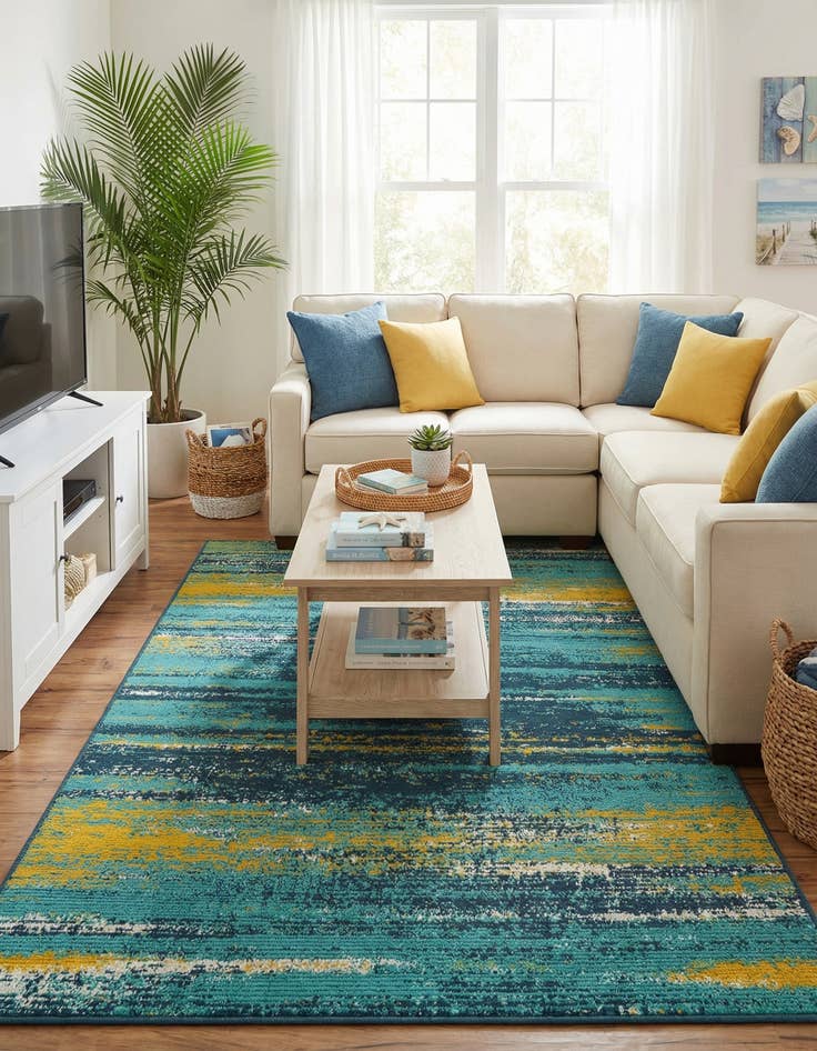 Detail image of 4' x 6'  Washable Coastal Indoor / Outdoor Rug