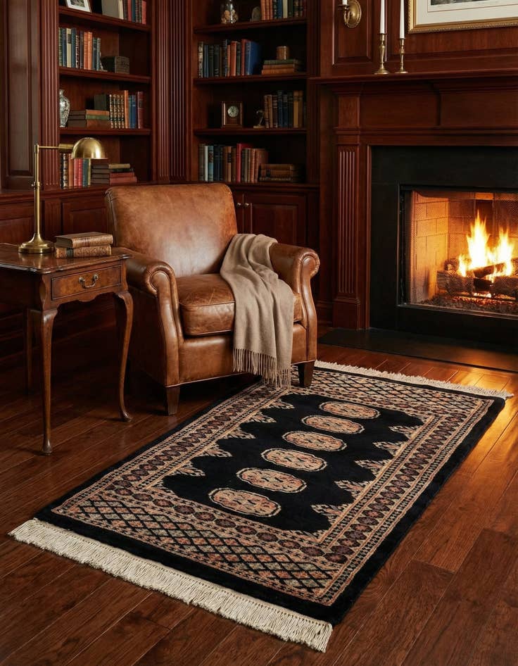 Detail image of  2' 8 x 4' 2  Hand Knotted Torkaman Persian Wool Rug