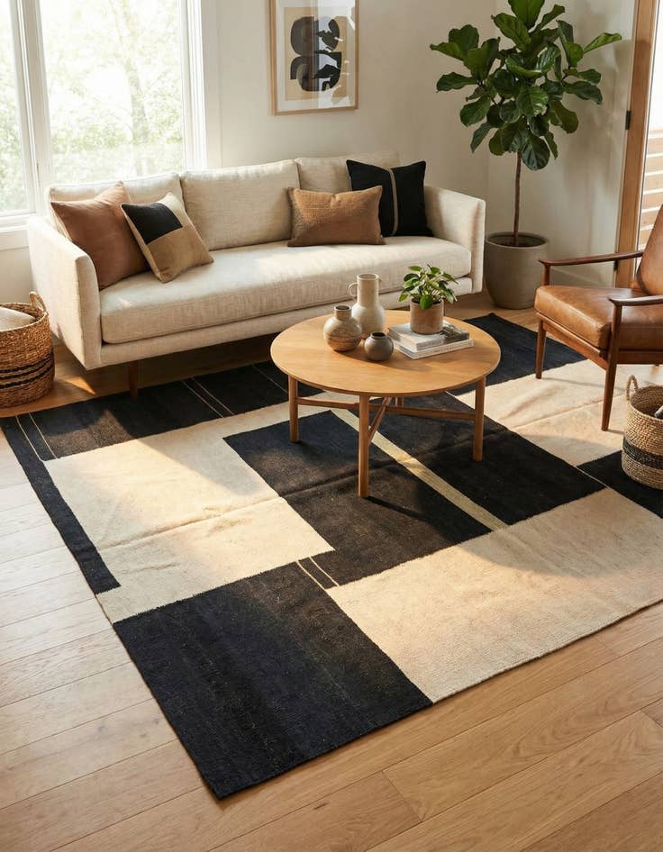 Detail image of 5' 5 x 6' 3  Hand Woven Kilim Modern Wool Rug