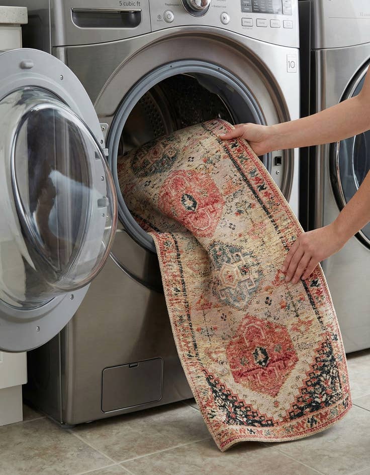 Detail image of 2' 7 x 12'  Washable Traditional Indoor / Outdoor Runner Rug