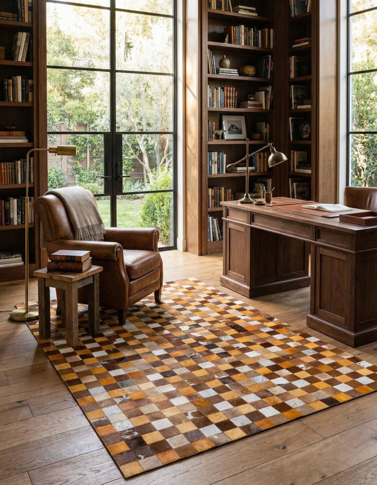 Detail image of 5' x 7' 11 Cowhide Stocks Rug