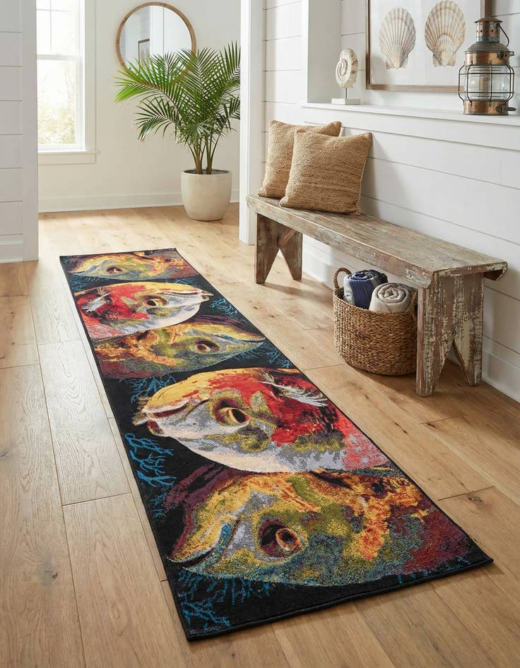 Detail image of  2' 7 x 10'  Washable Coastal Indoor / Outdoor Runner Rug