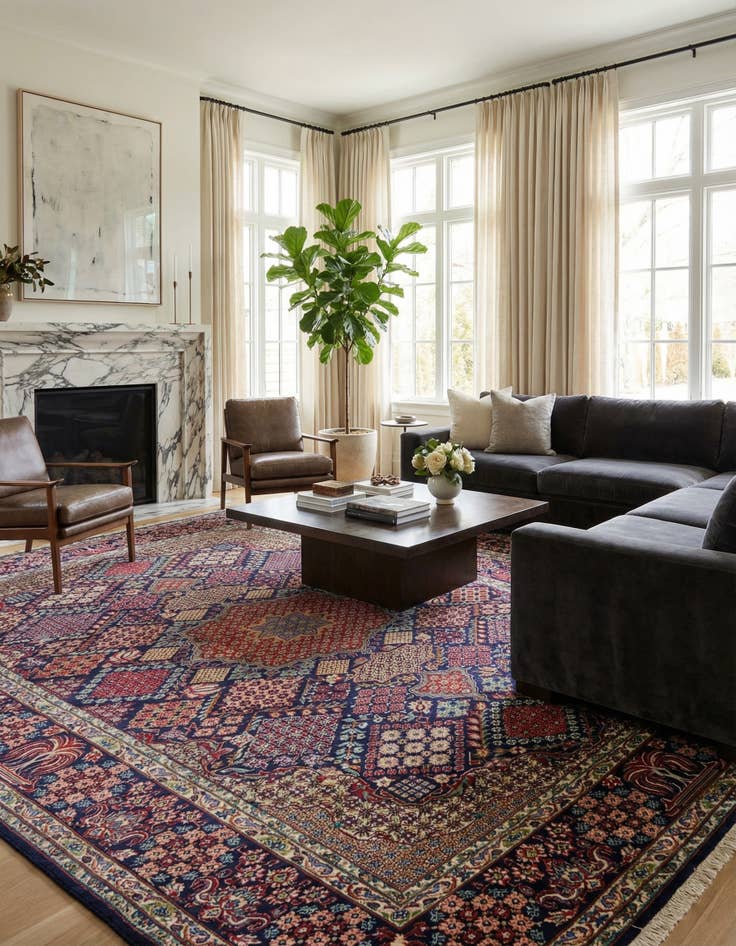 Detail image of 10' 1 x 15' 2 Hand Knotted Isfahan Persian Wool Rug