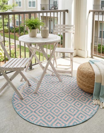 3' x 3' Easy-Clean Jill Zarin Costa Rica Indoor / Outdoor Round Rug