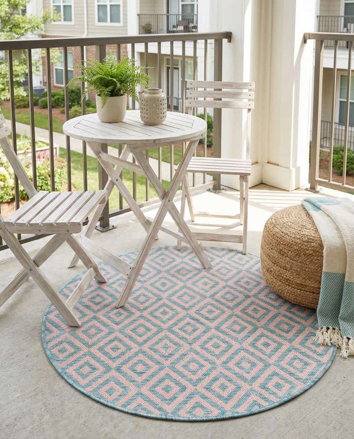 3' x 3' Easy-Clean Jill Zarin Costa Rica Indoor / Outdoor Round Rug