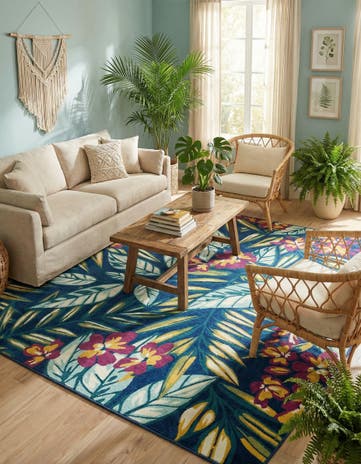 Navy Blue Bloom Rug