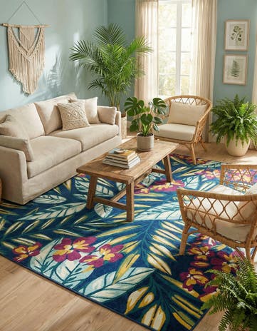 Navy Blue Bloom Rug