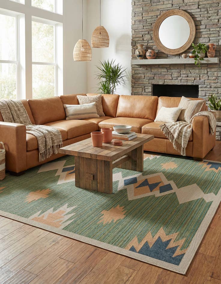 Detail image of 12' x 12'  Washable Baja Indoor / Outdoor Square Rug