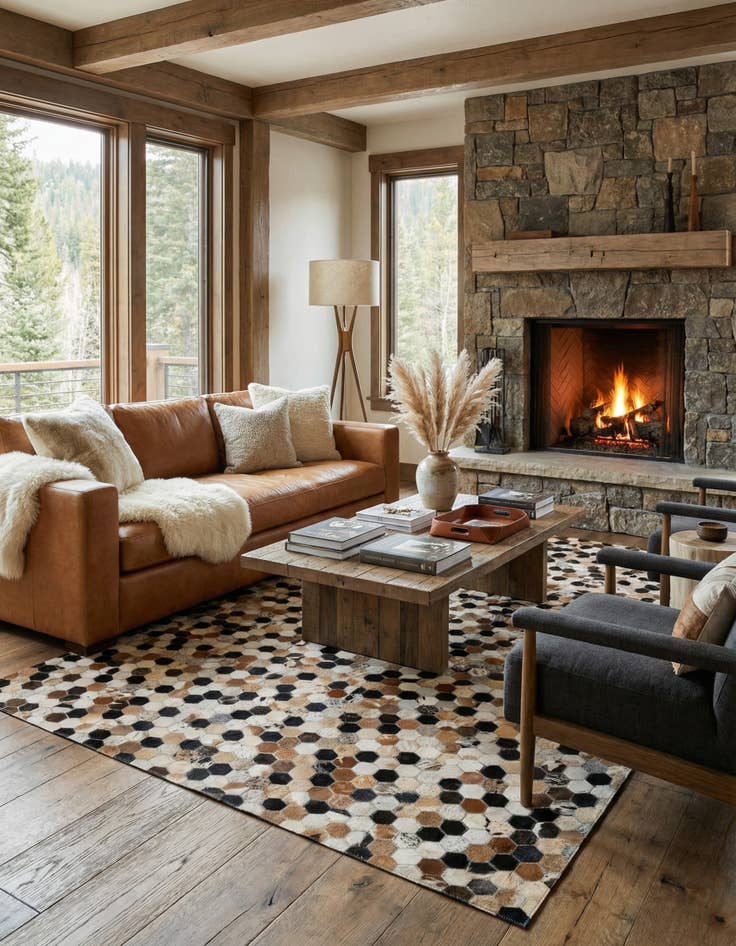 Detail image of  5' x 8' 1 Cowhide - Patchwork Rug