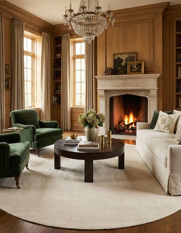 Vanilla Bean Hand Woven Jill Zarin English Manor Wool Round Rug