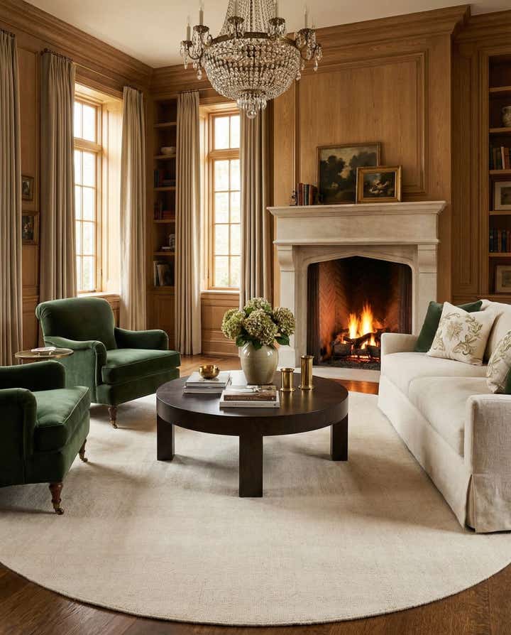 13' 1 x 13' 1 Hand Woven Jill Zarin English Manor Wool Round Rug