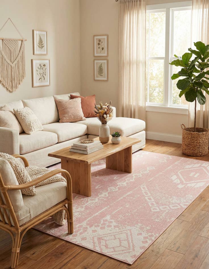 Detail image of 7' x 10'  Washable Bohemian Indoor / Outdoor Rug