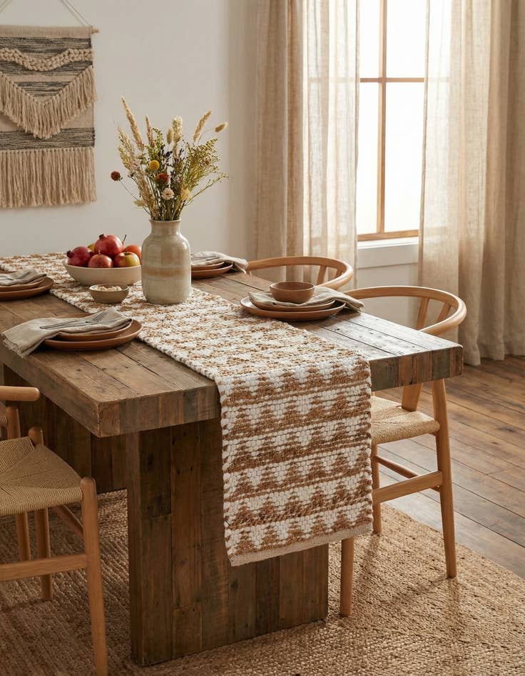 Detail image of  1' 2 x 5' 1  Hand Woven Chindi Jute Table Runner Rug