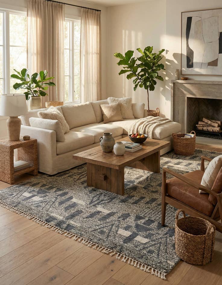 Detail image of 8' 1 x 10' 6  Hand Knotted Moroccan Wool Rug