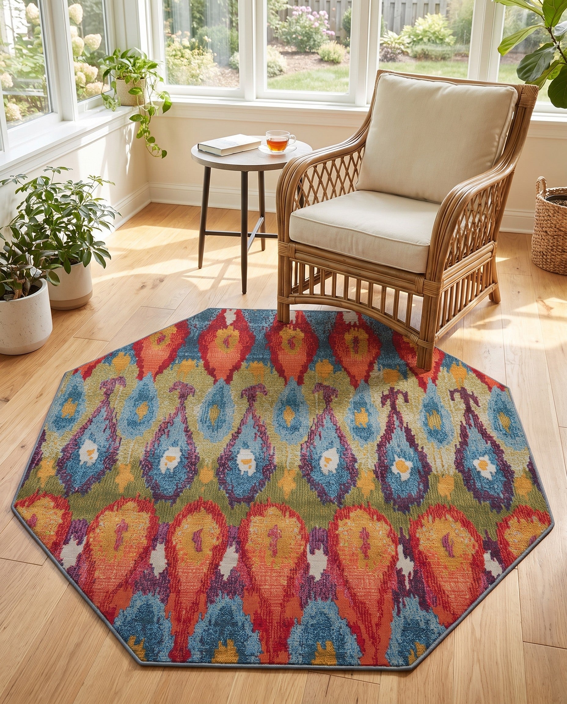 5' 3 x 5' 3 Easy-Clean Modern Indoor / Outdoor Octagon Rug