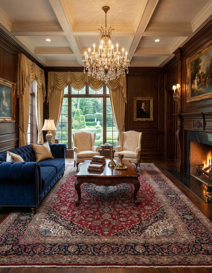 Detail image of  9' 9 x 13' 4  Hand Knotted Kashan Persian Wool Rug