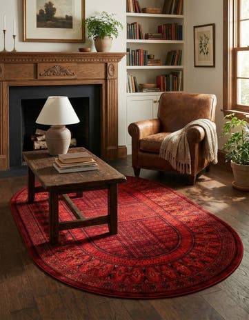 Red Bokhara Oval Rug