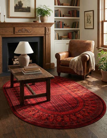 Red Bokhara Oval Rug