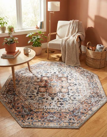 3' 3 x 3' 3 Washable Yara Octagon Rug