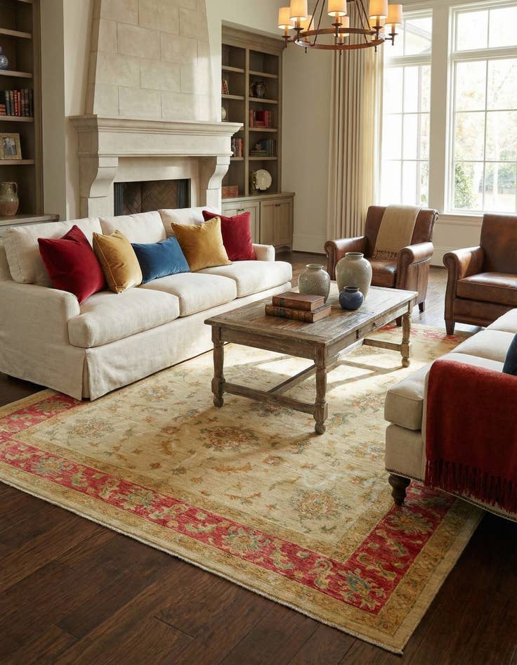 Detail image of 6' 8 x 9' 7  Hand Knotted Peshawar Ziegler Rug