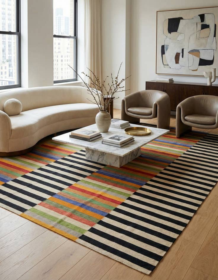 Detail image of  9' 9 x 12' 11  Hand Woven Kilim Modern Wool Rug