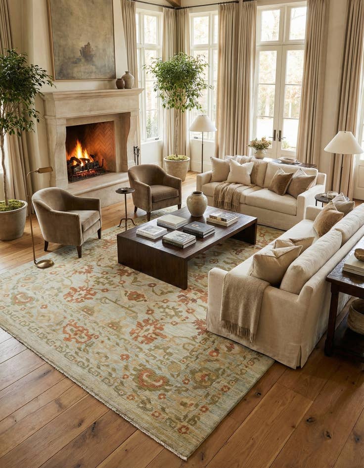 Detail image of 12' 3 x 16' 9  Hand Knotted Oushak Wool Rug