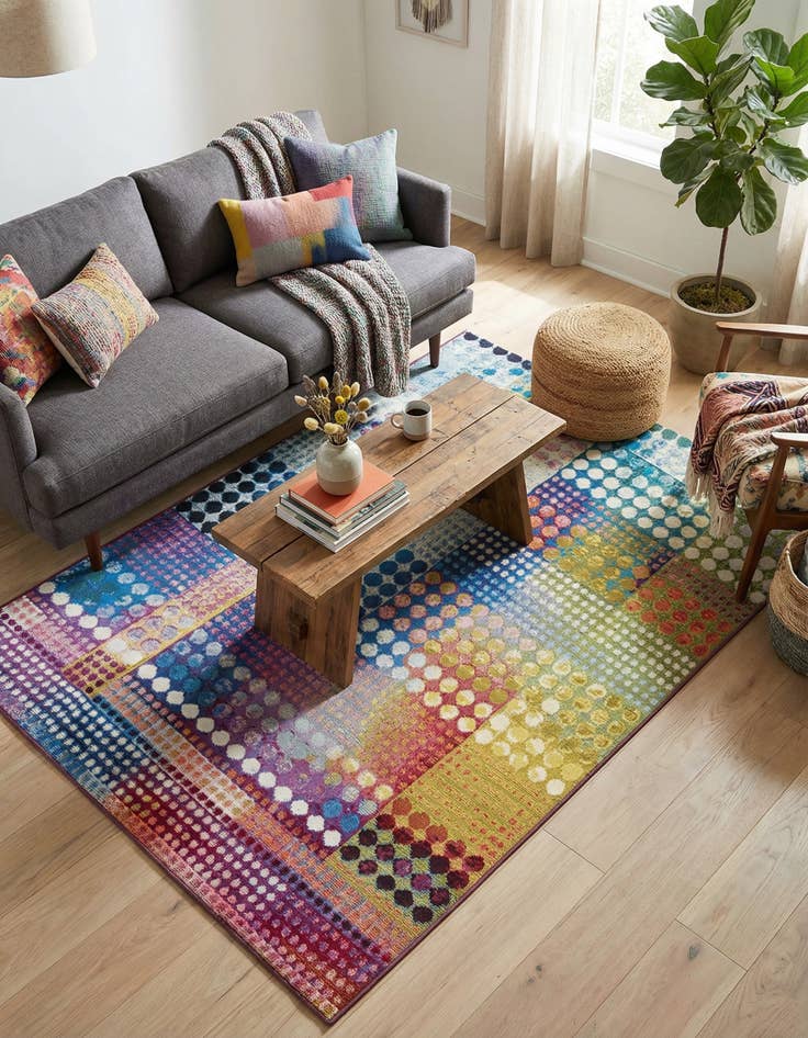 Detail image of 4' x 6'  Washable Modern Indoor / Outdoor Rug