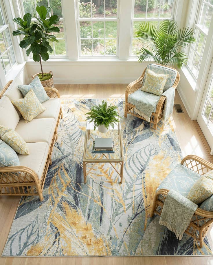Detail image of 7' 10 x 10' Easy-Clean Botanical Indoor / Outdoor Rug