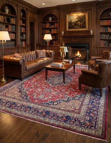 9' 9 x 12' 6 Hand Knotted Mashad Persian Wool Rug