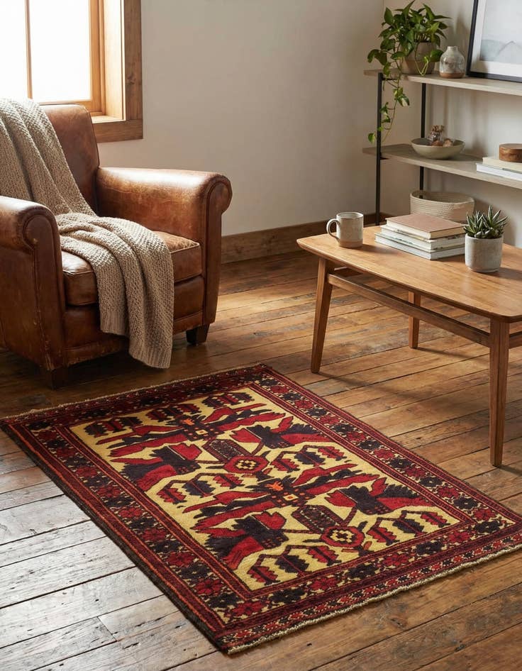 Detail image of  3' 2 x 4' 6  Hand Knotted Sumak Wool Rug