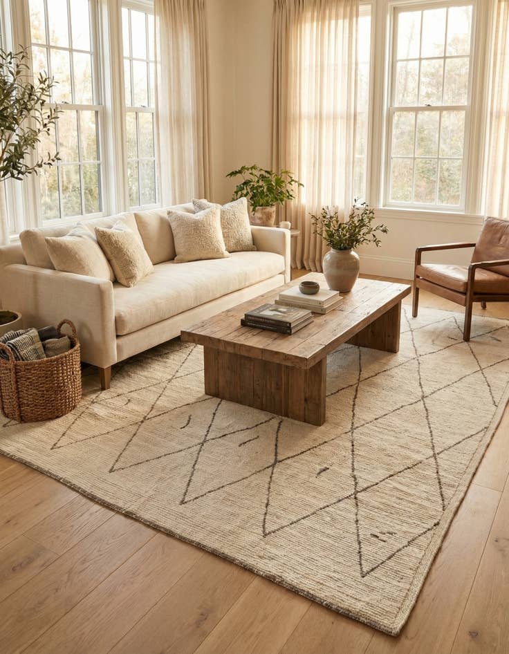 Detail image of 8' 1 x 10' 1  Hand Knotted Moroccan Wool Rug