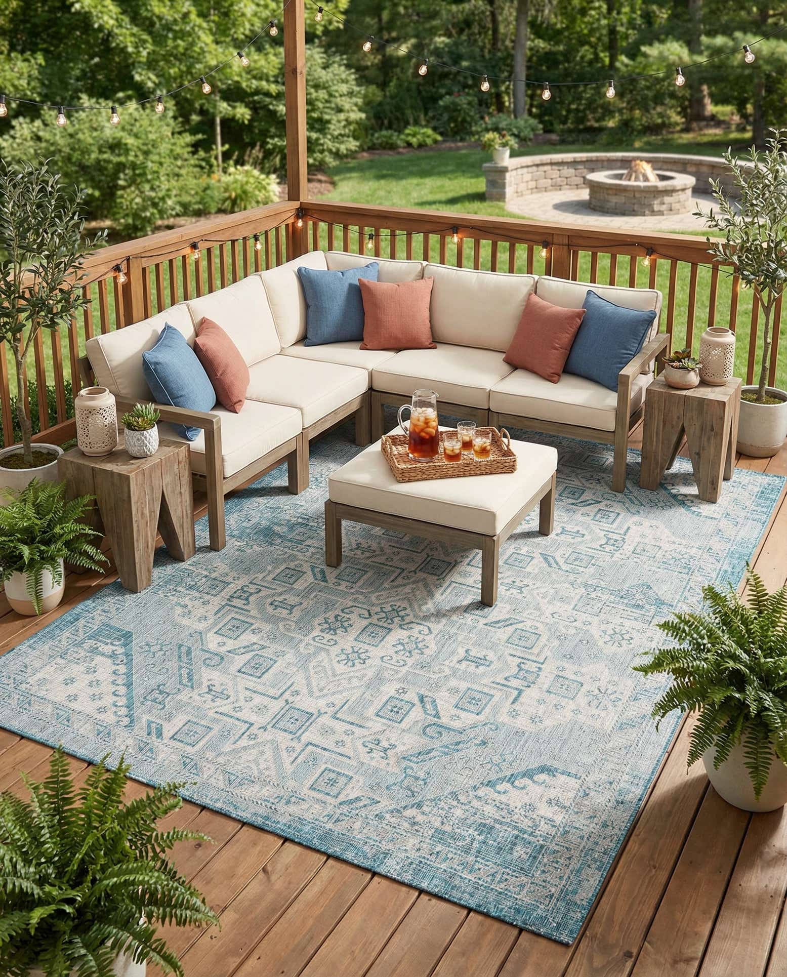 9' x 12' Easy-Clean Aztec Indoor / Outdoor Rug