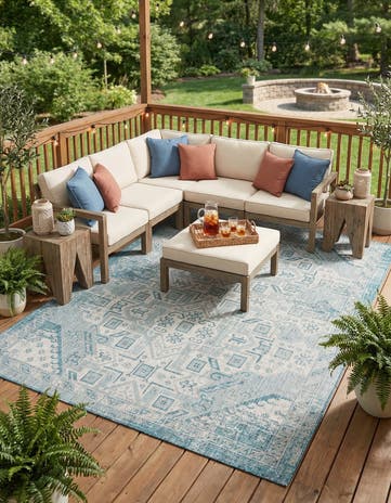 9' x 12' Easy-Clean Aztec Indoor / Outdoor Rug