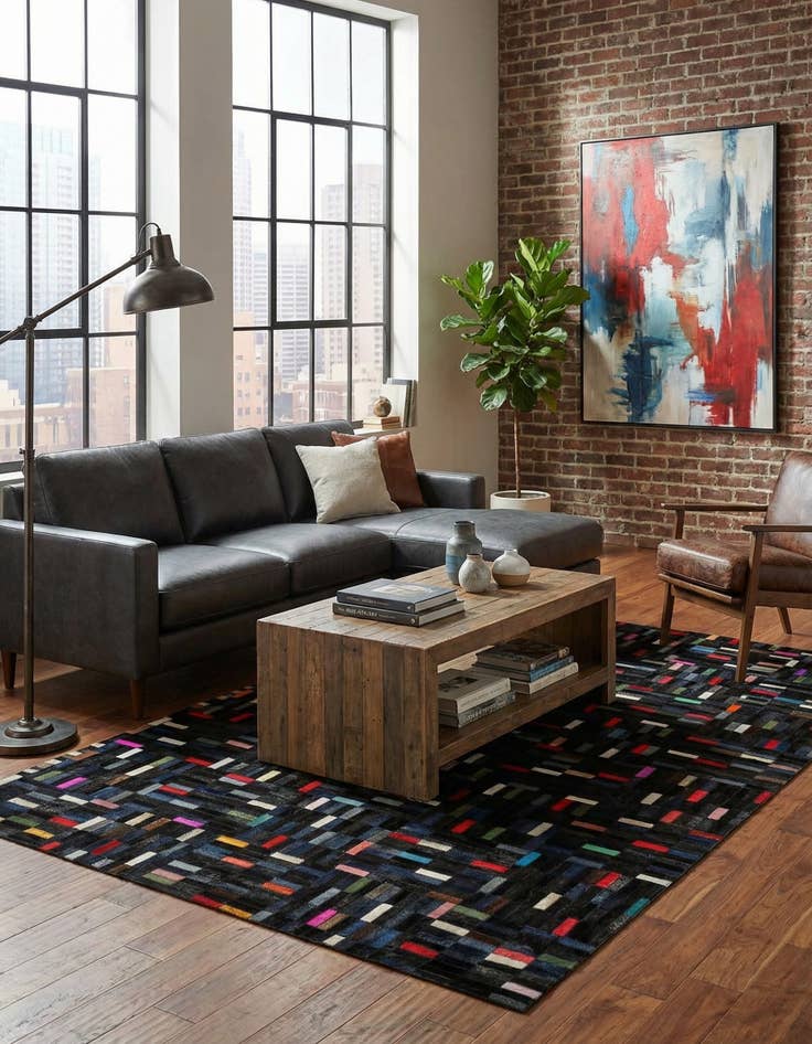 Detail image of 5' x 8' Cowhide - Patchwork Rug