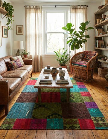 5' 2 x 7' 10 Hand Woven Kilim Patchwork Wool Rug