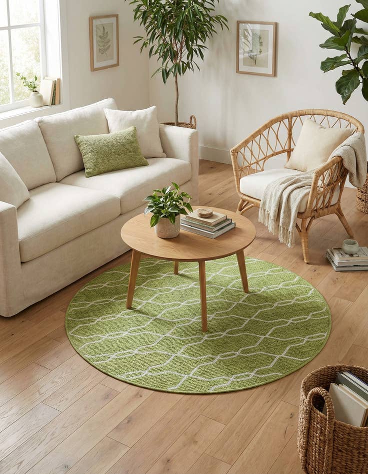 Detail image of 4' x 4'  Washable Trellis Indoor / Outdoor Round Rug