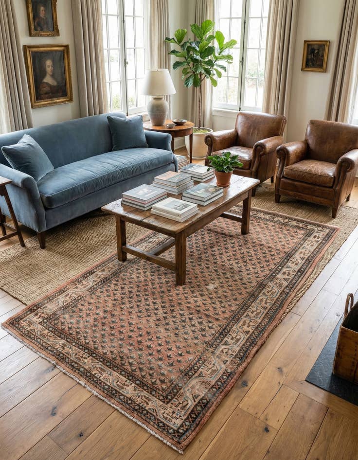 Detail image of 3' 9 x 7' 4  Hand Knotted Ultra Vintage Persian Wool Rug