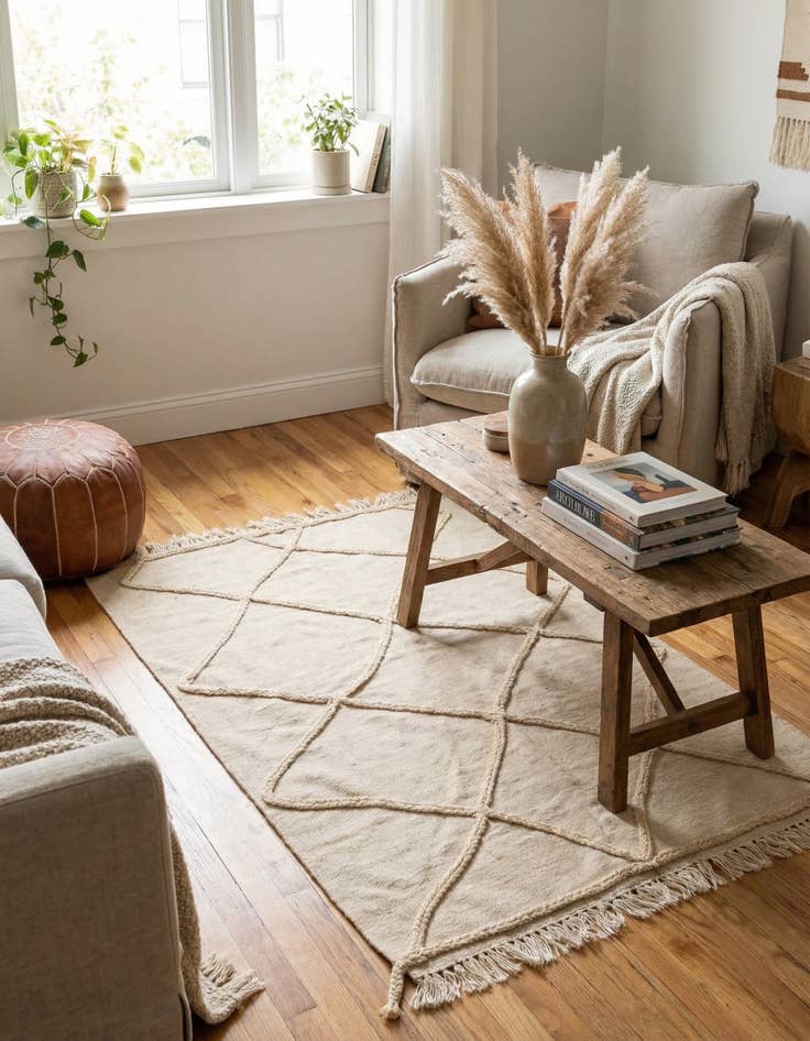 Detail image of  3' 6 x 5' 1  Hand Knotted Moroccan Wool Rug