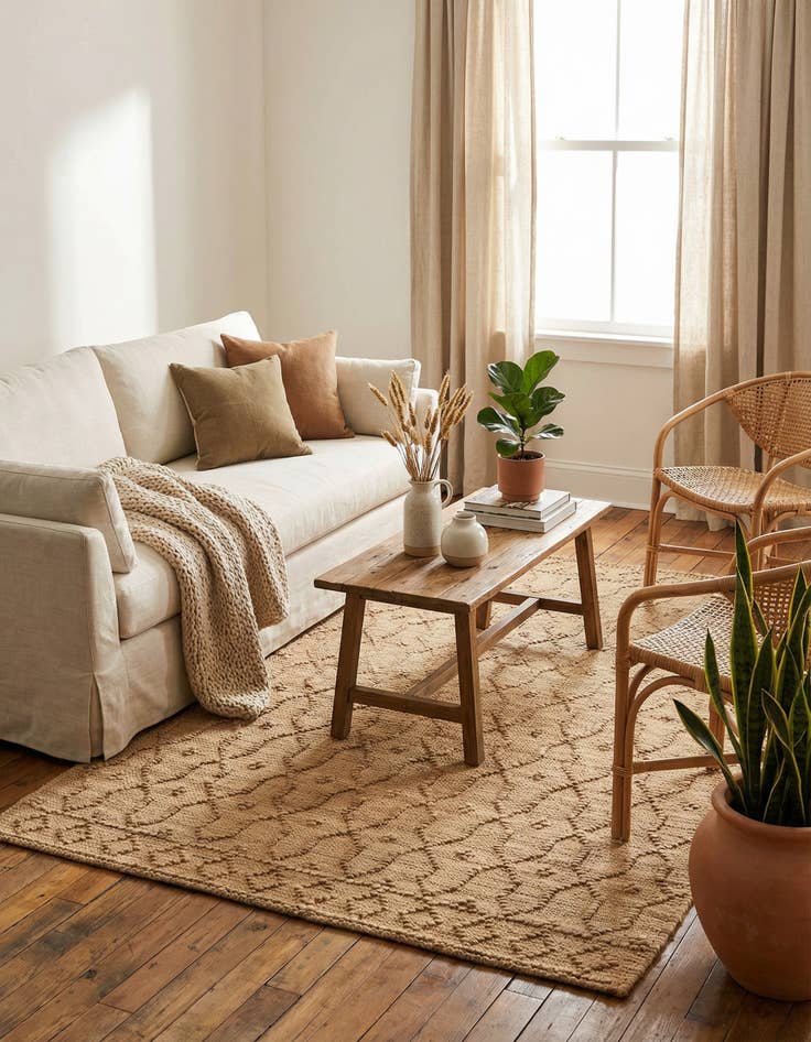 Detail image of  4' 1 x 6' 1  Hand Woven Larsa Jute Rug