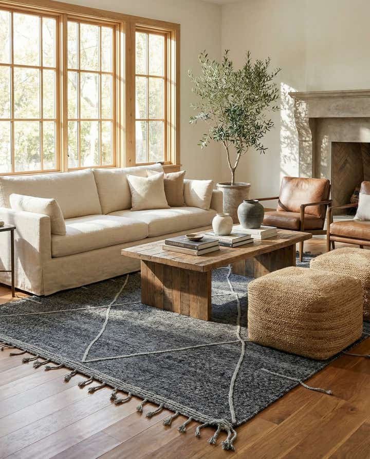 7' 2 x 11' 10 Hand Knotted Moroccan Wool Rug