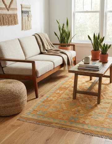 2' 10 x 4' 2 Hand Woven Kilim Waziri Wool Rug