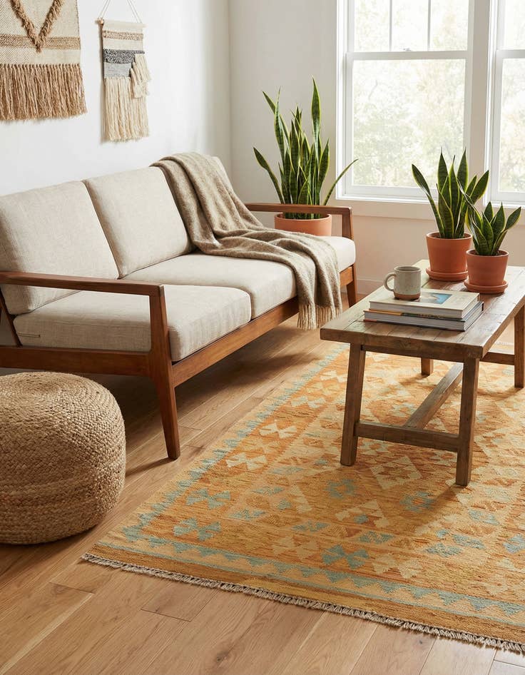 Detail image of 2' 10 x 4' 2  Hand Woven Kilim Waziri Wool Rug