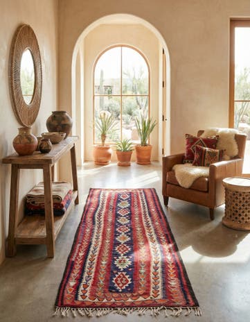 4' 5 x 9' Hand Woven Kilim Fars Wool Runner Rug