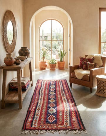 4' 5 x 9' Hand Woven Kilim Fars Wool Runner Rug